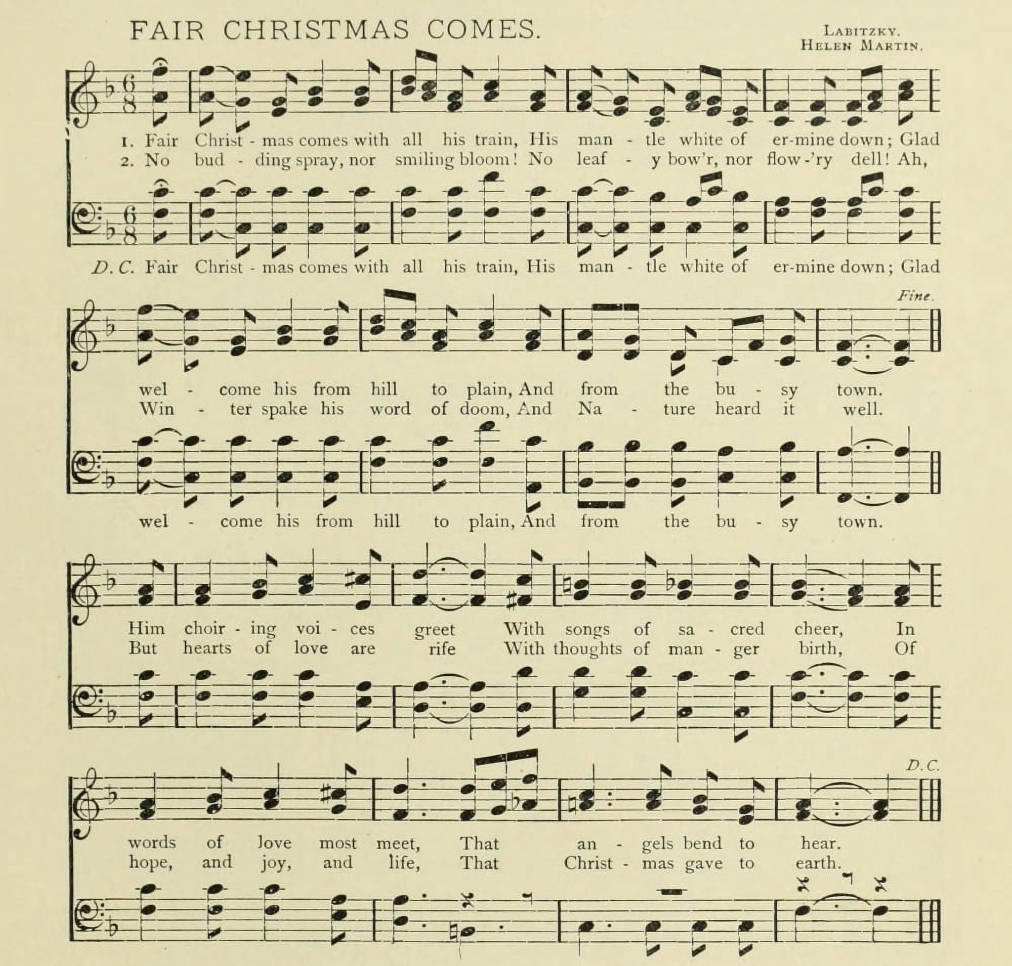 Fair Christmas Comes Christmas in Song 1891 Canvas Art - (24 x 36)