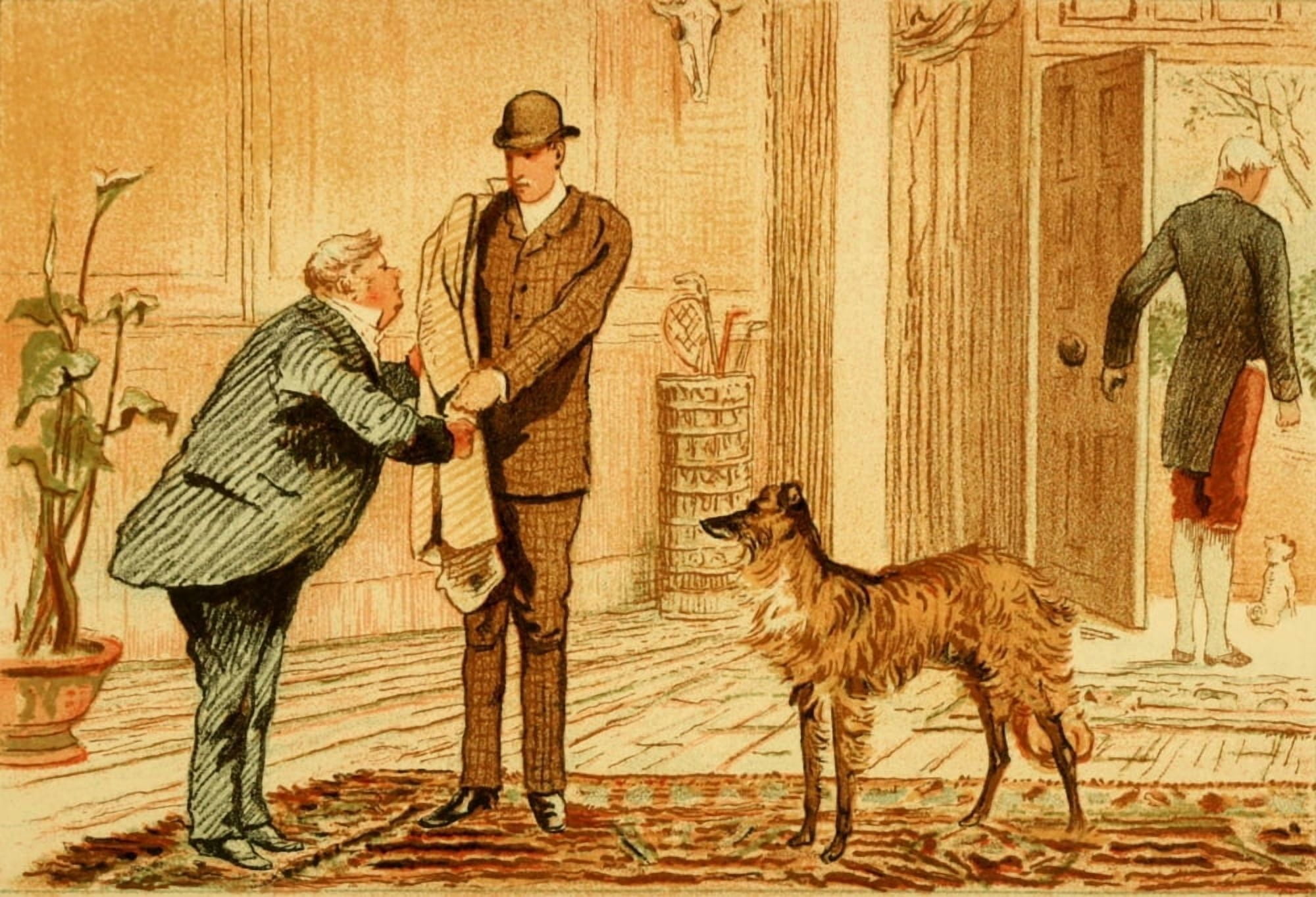Fair Diana 1884 Dog in hall Canvas Art - G Bowers (18 x 24)
