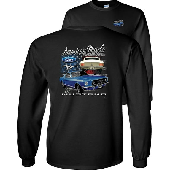 Fair Game American Muscle 1967 Mustang Ford Long Sleeve Shirt-Black-3x