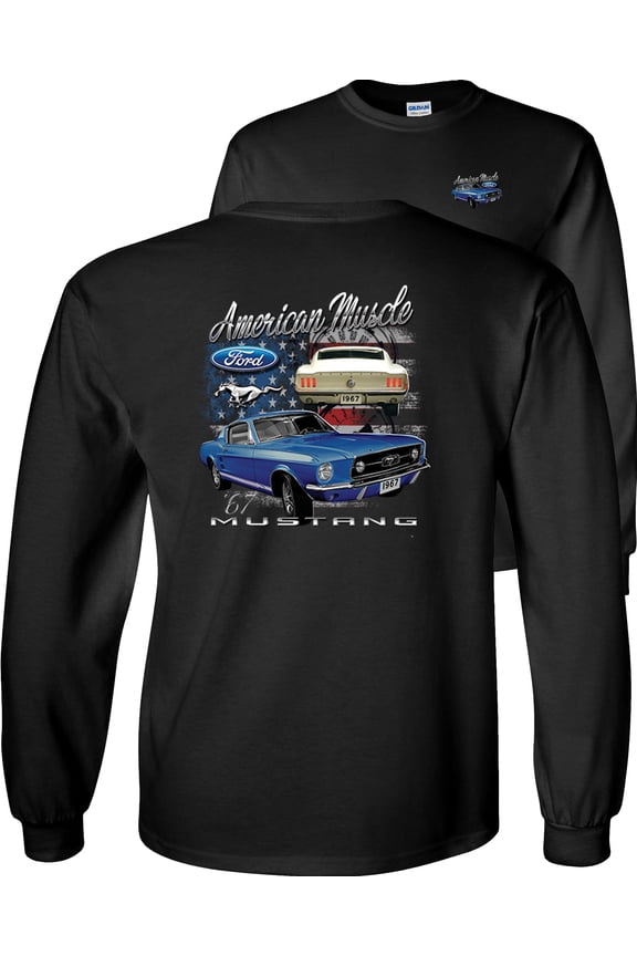 American Muscle 1967 Mustang Ford Long Sleeve Shirt-Black-XL