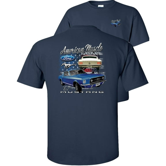 Fair Game 1967 Mustang Ford T-Shirt. Shelby Pony Classic American Muscle, ford graphic tee-Navy-XL