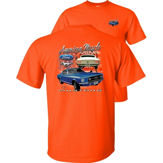 Fair Game American Muscle 1967 Mustang Ford T-Shirt-Orange-M