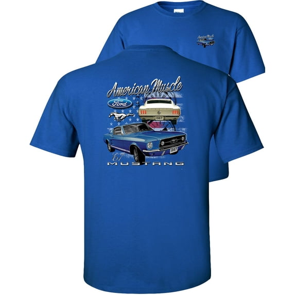 Fair Game American Muscle 1967 Mustang Ford T-Shirt-Royal-Blue-M