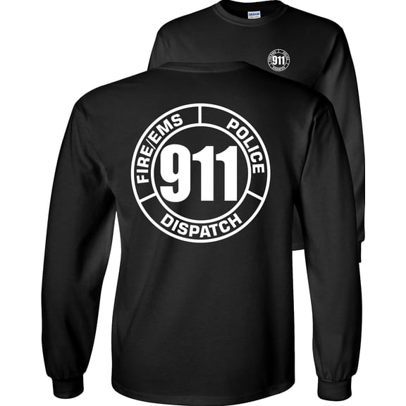 Fair Game 911 Operator Long Sleeve Shirt Dispatch Fire EMS Circle-Black-Small