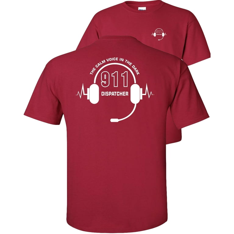 Fair Game 911 Operator T Shirt Dispatcher The Calm Voice in The Dark Headset Cardinal 2x Adult Unisex Size 2XL Red