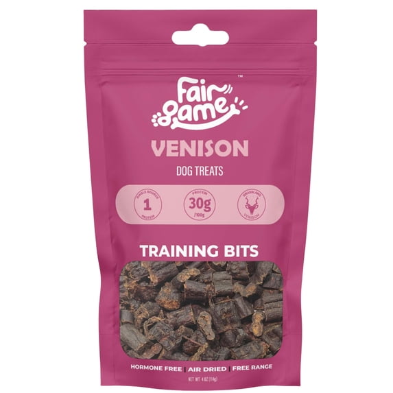 Fair Game Air-Dried Venison Dog Treats, High Protein, Hormone Free (6oz, Training Bits)