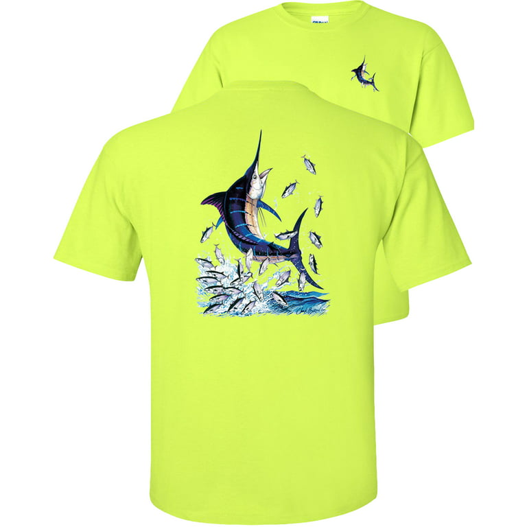 Fair Game Blue Marlin Fishing T-Shirt, Fishing Graphic Tee-Safety Green-XL  