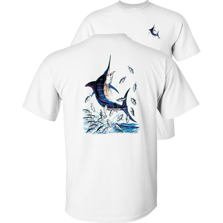 Fair Game Blue Marlin Fishing T-Shirt, Fishing Graphic Tee-White-XL