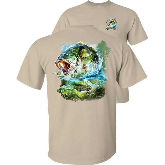 Fair Game Bucket Mouth Bass T-Shirt-Sand-2x