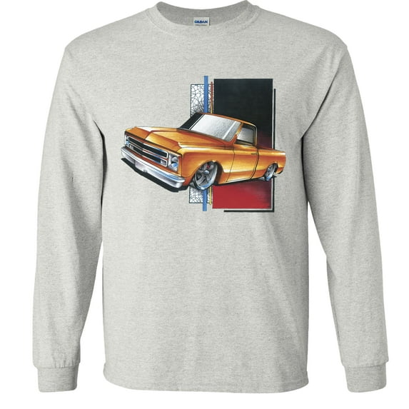 Fair Game Orange C-10 Chevy Long Sleeve Shirt-Ash-Small