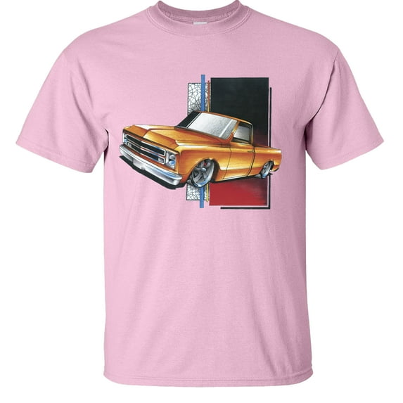 Fair Game C-10 Square Body Chevy Truck T-Shirt, orange chevrolet squarebody pickup k10 truck, chevy graphic tee-Light Pink-S