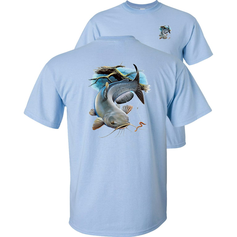 Fair Game Catfish T-Shirt, River Blue Channel, Fishing Graphic Tee-Light  Blue-XL 