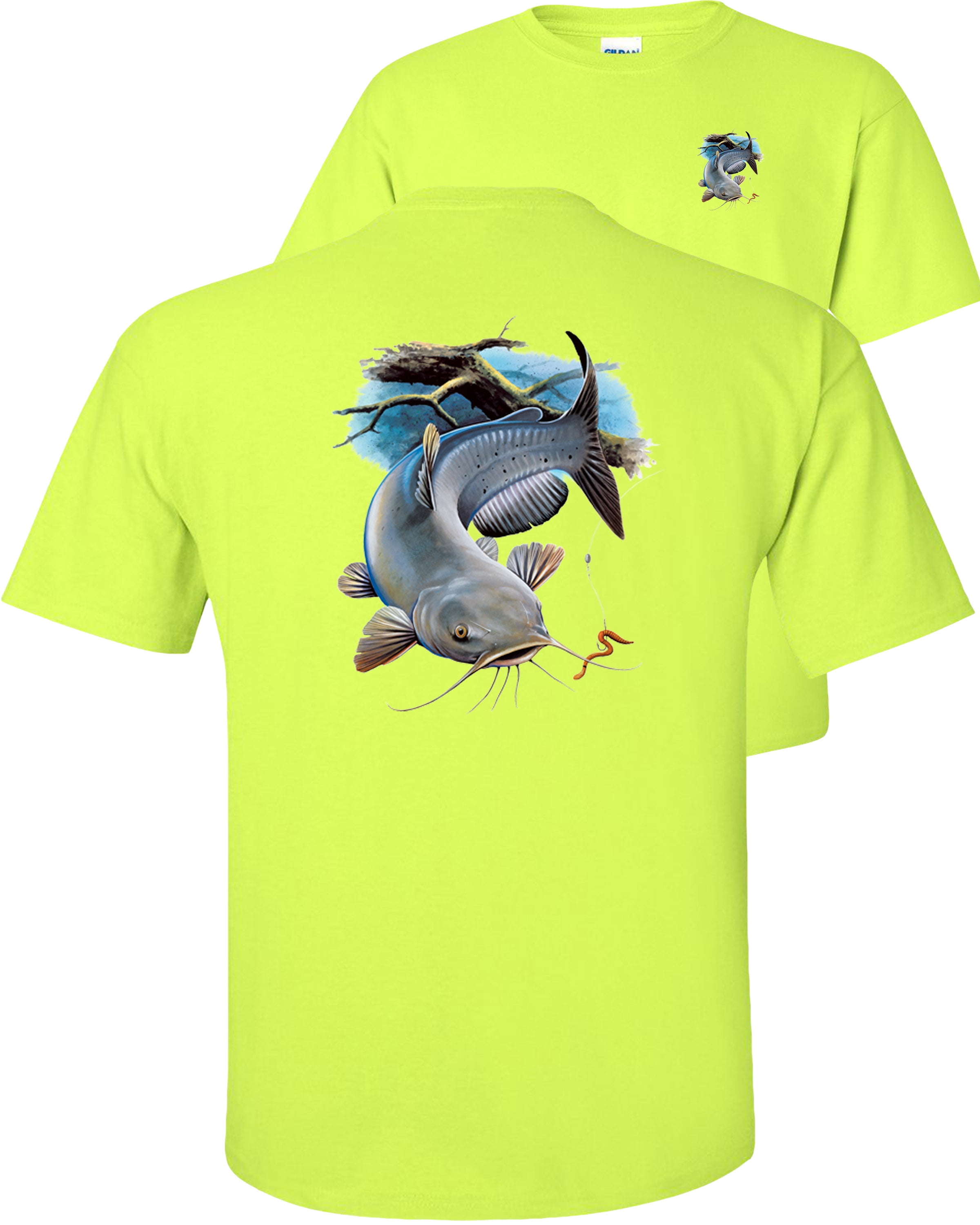 Fair Game Catfish T-Shirt, River Blue Channel, Fishing Graphic Tee-White-XL