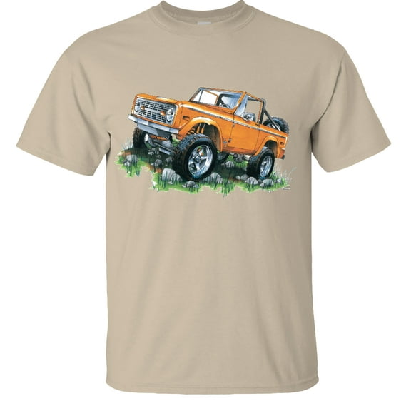 Fair Game Classic Orange Bronco 1970's Ford T-Shirt-Sand-S
