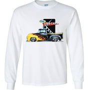 Fair Game Classic F-100 Ford Trucks Long Sleeve Shirt, 1953-56 F100 Pickup Truck Redline, ford graphic tee-White-Small