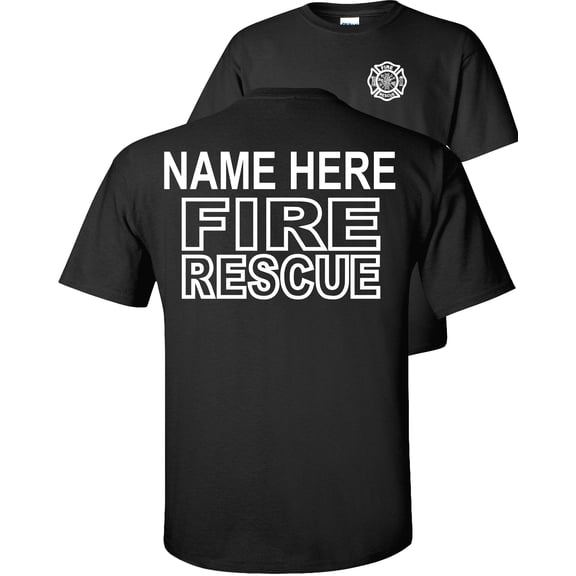 Fair Game Custom Fire Rescue T-Shirt Personalized Firefighter Graphic Tee-Black-2x