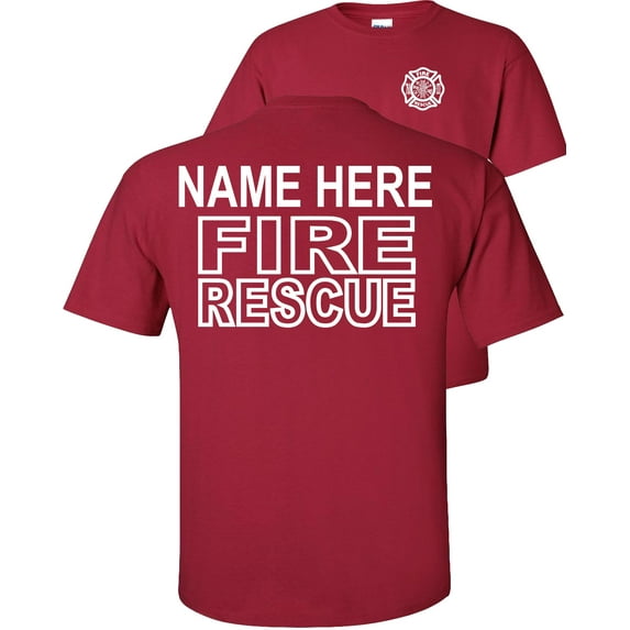 Fair Game Custom Fire Rescue T-Shirt Personalized Firefighter Graphic Tee-Cardinal-M