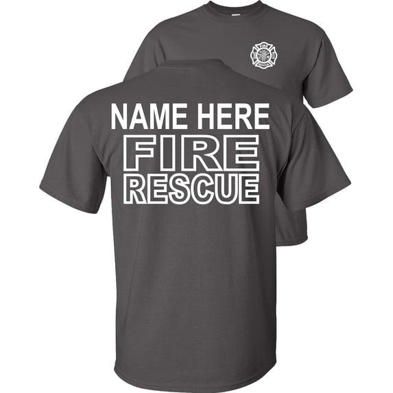 Fair Game Custom Fire Rescue T-Shirt Personalized Firefighter Graphic Tee-Charcoal-M