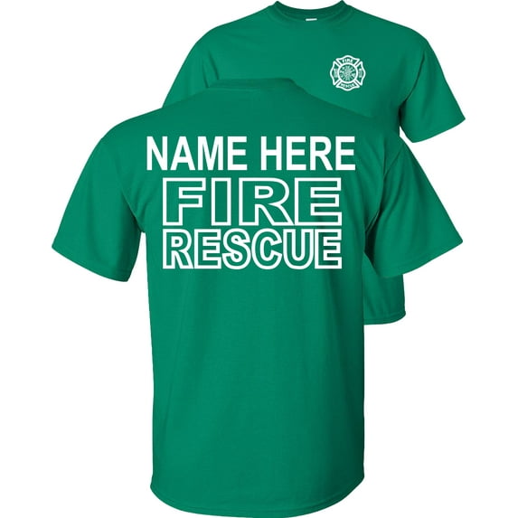 Fair Game Custom Fire Rescue T-Shirt Personalized Firefighter Graphic Tee-Kelly Green-S