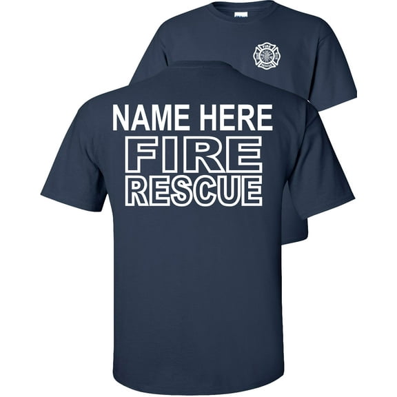Fair Game Custom Fire Rescue T-Shirt Personalized Firefighter Graphic Tee-Navy-L