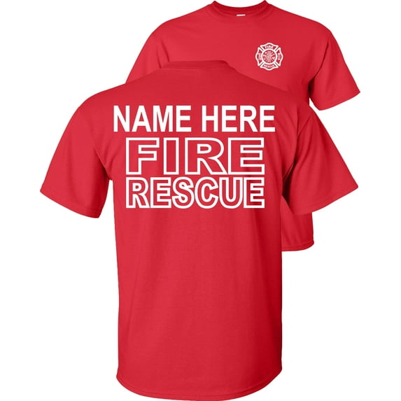 Fair Game Custom Fire Rescue T-Shirt Personalized Firefighter Graphic Tee-Red-2x