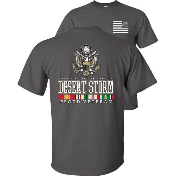 Fair Game Desert Storm T-Shirt Proud Veteran USA Campaign Service Ribbons Eagle-Charcoal-M