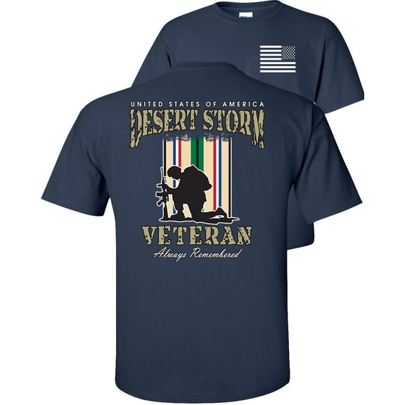 Fair Game Proud Veteran Desert Storm Always Remember T-Shirt-Navy-2x