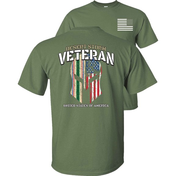 Fair Game Proud Desert Storm Spartan Helmet T-Shirt-Military Green-L