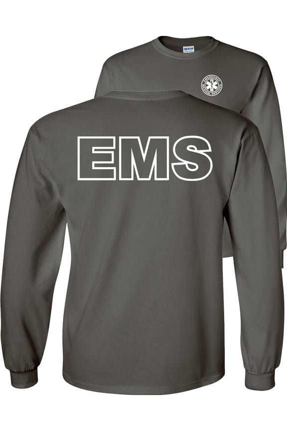 EMS Long Sleeve Shirt Emergency Medical Services-Charcoal-Small
