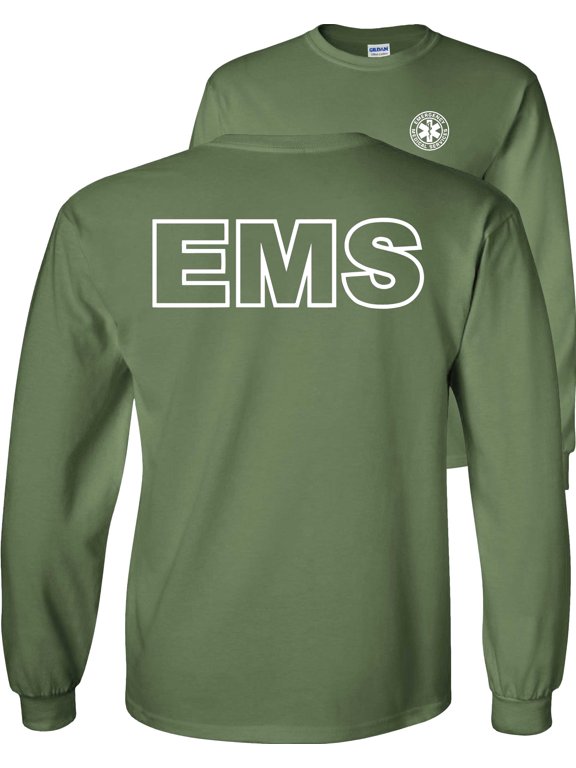 EMS Long Sleeve Shirt Emergency Medical Services-Military Green-Large