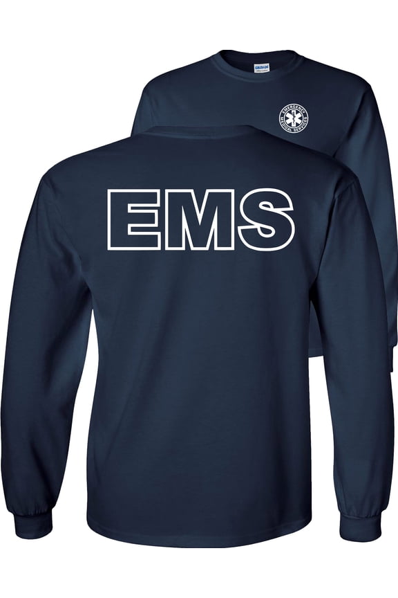 EMS Long Sleeve Shirt Emergency Medical Services-Navy-Medium