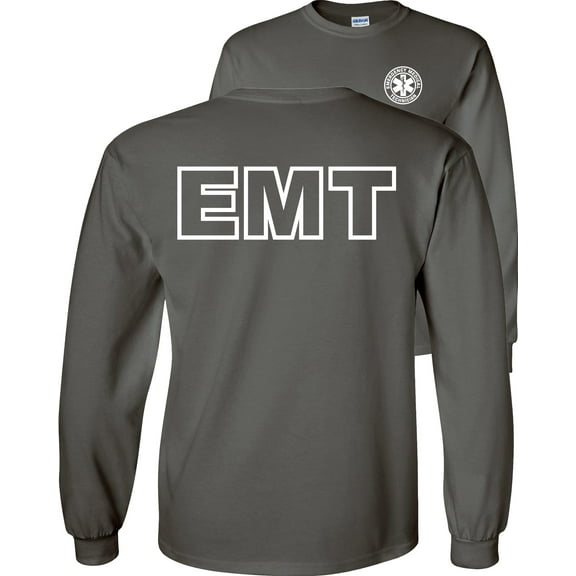 Fair Game EMT Long Sleeve Shirt Emergency Medical Technician-Charcoal-2x