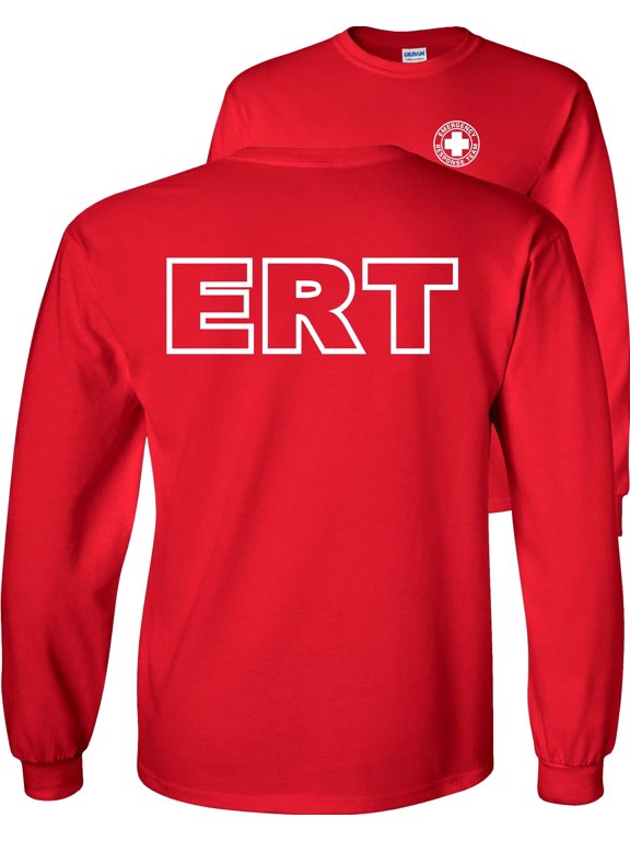 Emergency Response Team Long Sleeve Shirt ERT incident response teams-Red-Large