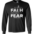 thumbnail image 1 of Fair Game Faith Over Fear Long Sleeve Shirt, Christian Graphic Tee-Black-2x, 1 of 4