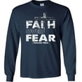 thumbnail image 1 of Fair Game Faith Over Fear Long Sleeve Shirt, Christian Graphic Tee-Navy-Medium, 1 of 4