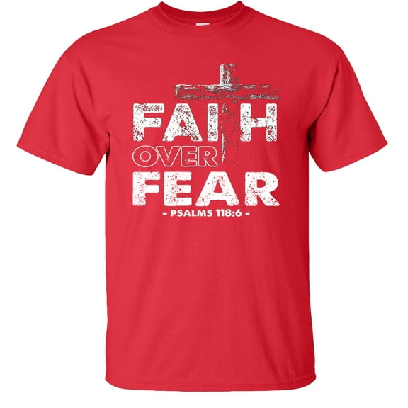 Fair Game Faith Over Fear T-Shirt, Christian Graphic Tee-Red-L