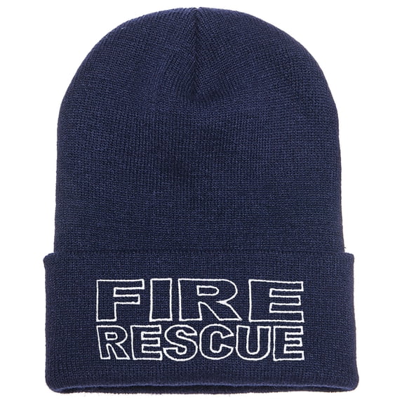 Fair Game Fire Rescue Cuffed Knit Beanie Skull Cap Knit Winter Hat-Navy ...