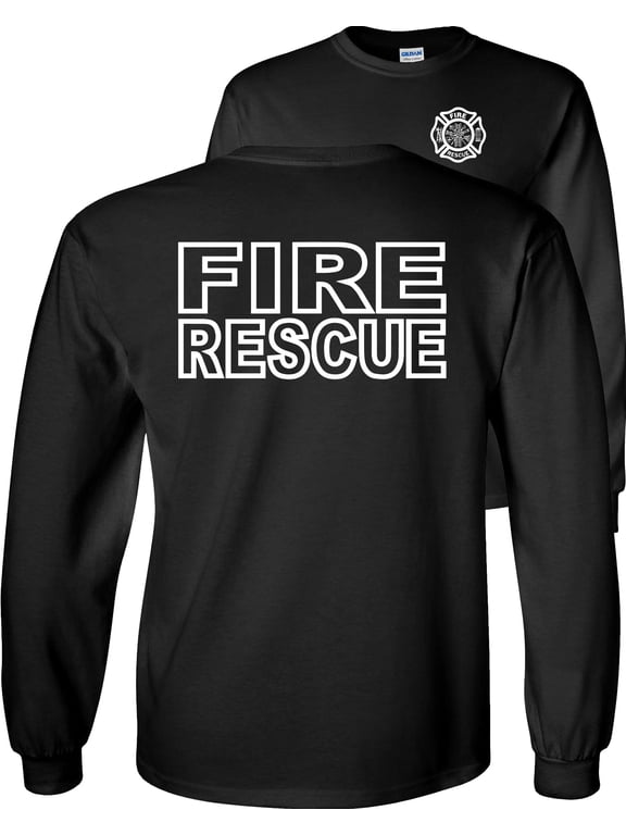 Fire Rescue Long Sleeve Shirt-Black-L