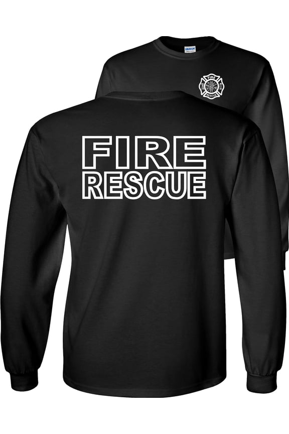 Fire Rescue Long Sleeve Shirt-Black-L