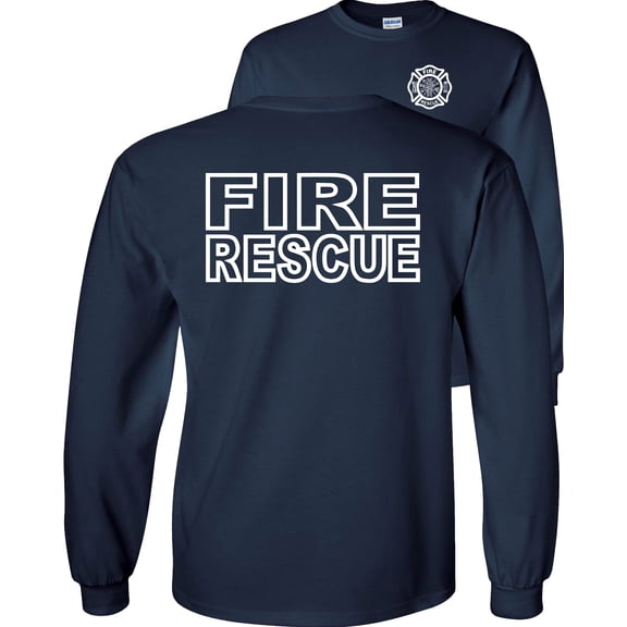 Fair Game Fire Rescue Long Sleeve Shirt-Navy-3x