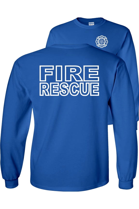 Fire Rescue Long Sleeve Shirt-Royal-Blue-L