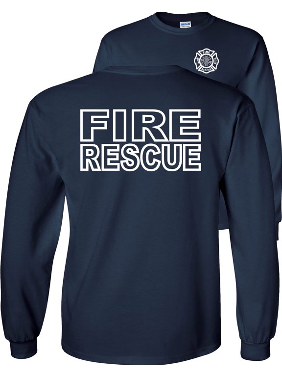 Fire Rescue Long Sleeve Shirt-Navy-Blue-4x