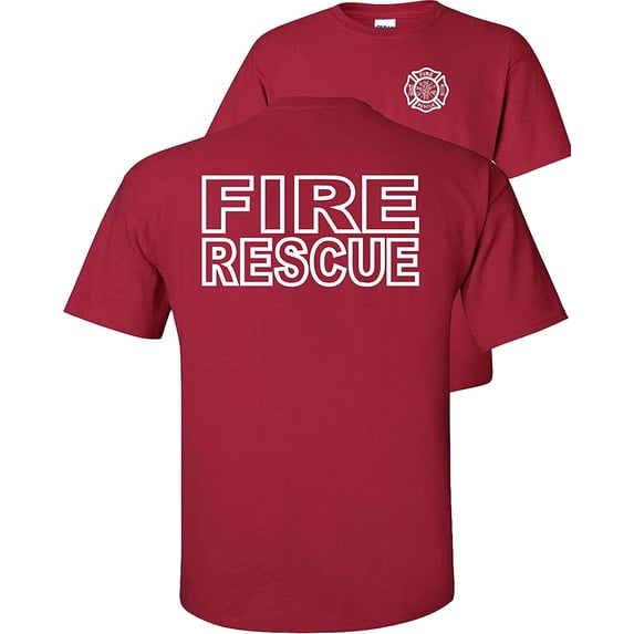 Fire Rescue T-Shirt Firefighter Maltese Cross Fire Department XX-Large Cardinal