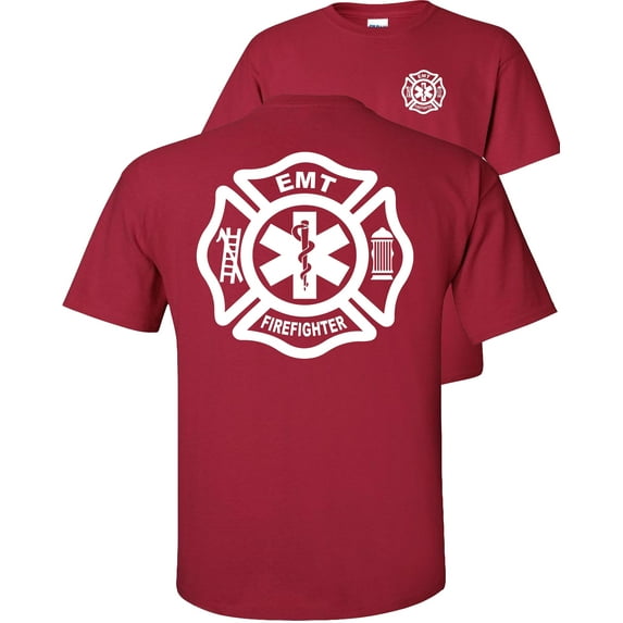 Fair Game Firefighter EMT T-Shirt Fire/EMT Graphic Tee-Cardinal-3x