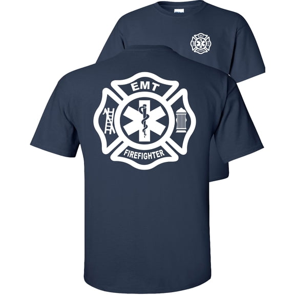 Fair Game Firefighter EMT T-Shirt Fire/EMT Graphic Tee-Navy-3x