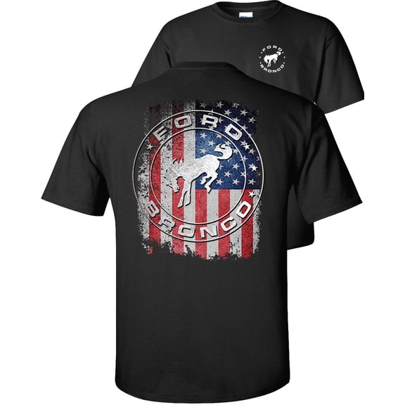 Fair Game Ford Bronco American Flag T-Shirt-Black-XL