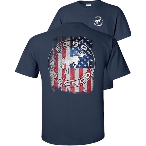 Fair Game Ford Bronco American Flag T-Shirt-Navy-XL