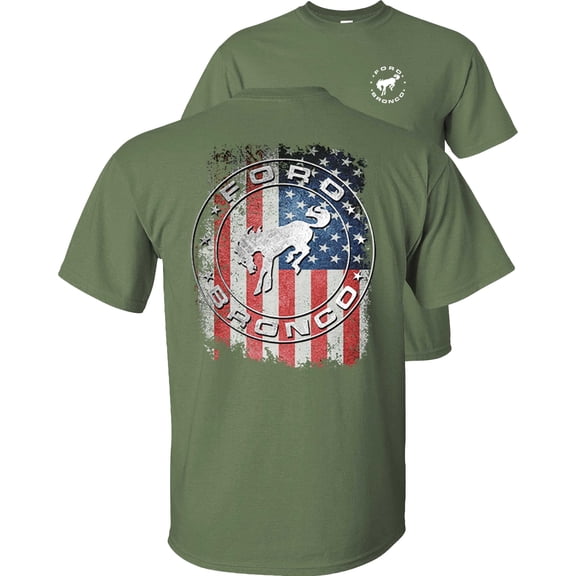 Fair Game Ford Bronco American Flag T-Shirt-Military Green-M