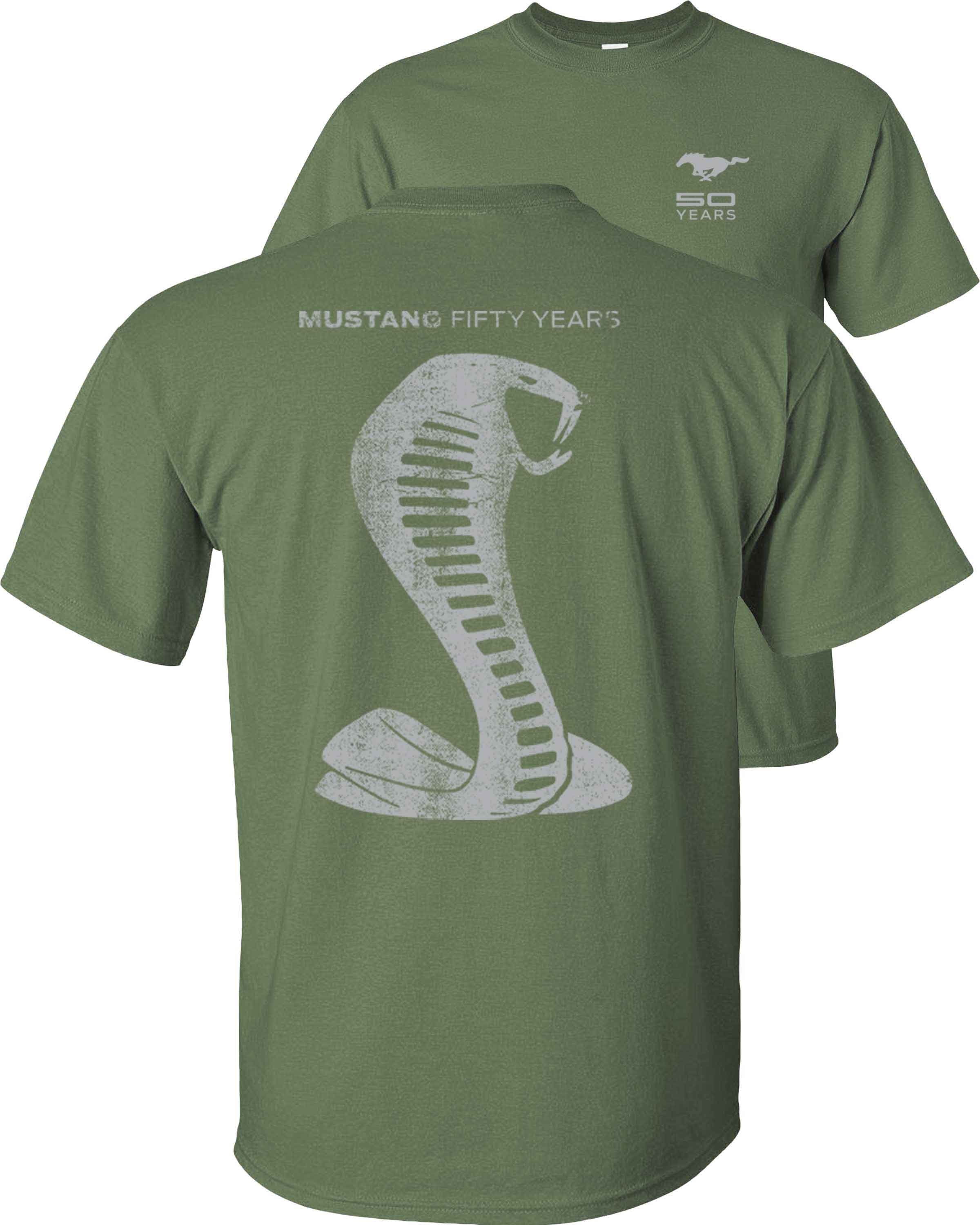 Fair Game Mustang 50 Years Grey Cobra Ford T-Shirt-Military Green-M