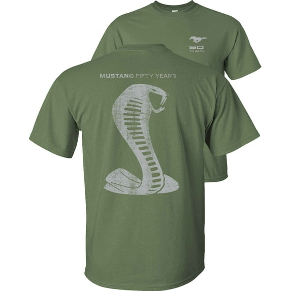 Fair Game Mustang 50 Years Grey Cobra Ford T-Shirt-Military Green-XL